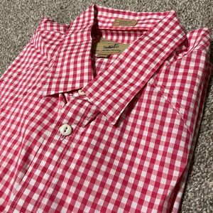 Onward Reserve Mens Classic Fit Red White Gingham Button Down Shirt XXL
